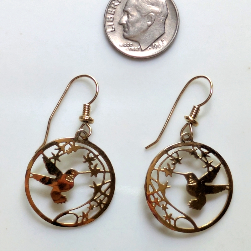Wild Byrde Hummingbird Earrings.  Gold Plated Pierced Earrings.